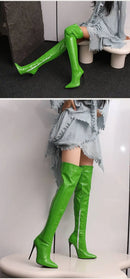Autumn and Winter New Style Fashion High-heeled Women's Long Boots Sharp Toe Sexy Party Over The Knee Boots High 12cm Size 35-48