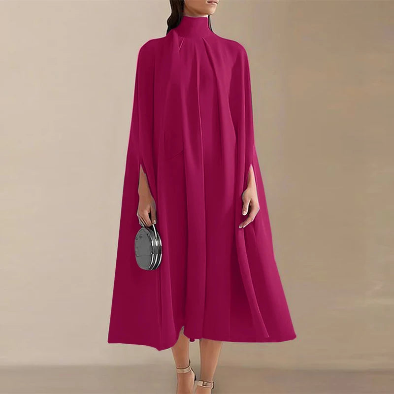 VONDA Summer Party Dress 2024 Elegant Evening Midi Dress Fashion Women Bat Sleeve Turtleneck Sundress Casual Vetidos Loose Robe