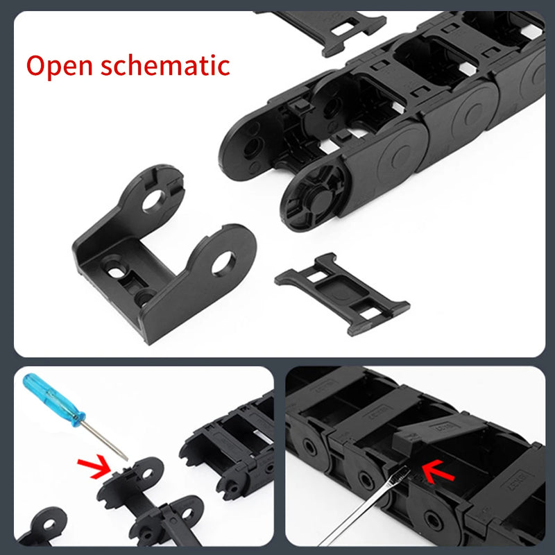 10*11mm Mini Energy Chain Nylon Drag Chain CNC 3D Printer Tank Chain 1m Long Nylon Cable For Automation Equipment 57 Links