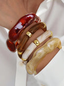 Vintage Minimalist Resin Acrylic Bracelet Bangle Set 4Pcs Stackable Women Daily Holiday Gift New Arrival 4PCS
