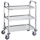 SucceBuy Stainless Steel Cart 3/2/1 Layers Lab Utility Cart Medical Cart w/ Lockable Universal Wheels for Clinic Kitchen Salon