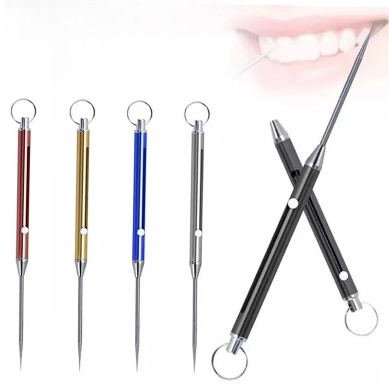 Multifunctional Titanium Alloy EDC Telescopic Toothpick Keychain Pendant Gift Fruit Fork Camping Toothpick Holder Unpacking Tool