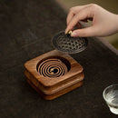 Walnut Wood Incense Burner Household Moxibustion Base Indoor Sandalwood Incense Holder Mugwort Pillar Incense Burner Decoration
