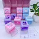 12pcs Cute Cartoon Sanrio Cinnamoroll My Melody Kuromi Drawer Storage Box Mini Jewelry Finishing Box Double Jewelry Box Gifts
