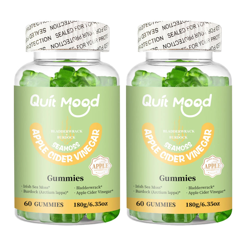 Quitmood Apple Cider Vinegar Gummies- 60 Count - 3500mg Bladderwrack, Burdock Root and Sea Moss - Natural Irish Sea Moss for Imm