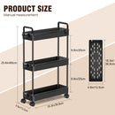 3/4 Tier Storage Trolley with Wheels, Rolling Cart with Hooks, Easy Assembly, for Bathroom, Kitchen, Office, Black/White