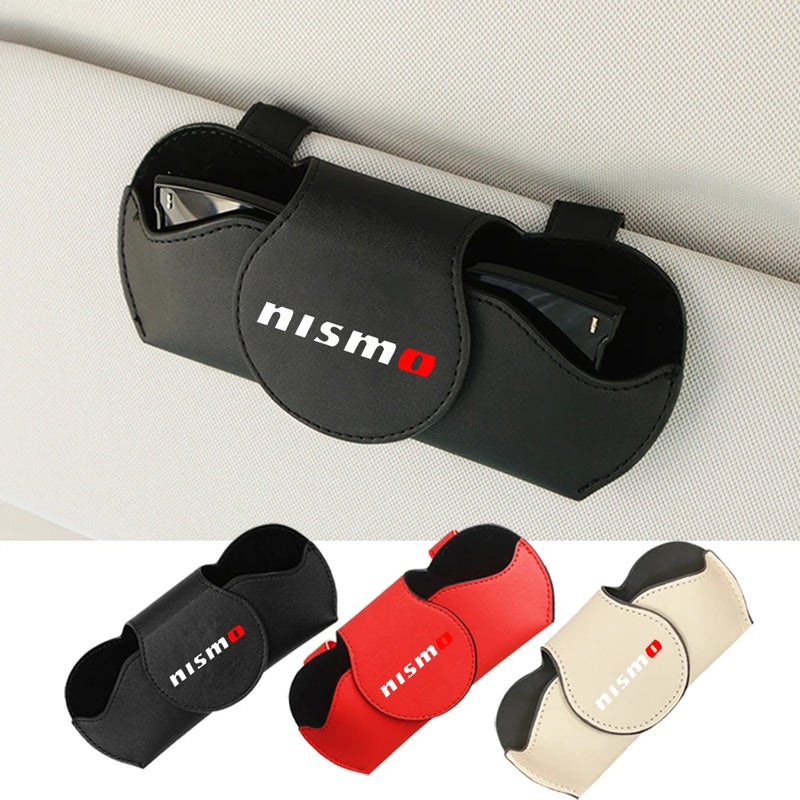 Car Sun Visor Sunglasses Case Clip Hanger Magnetic Fastener Eyeglasses Clip Card Ticket for Nissan Nismo Auto Accessories