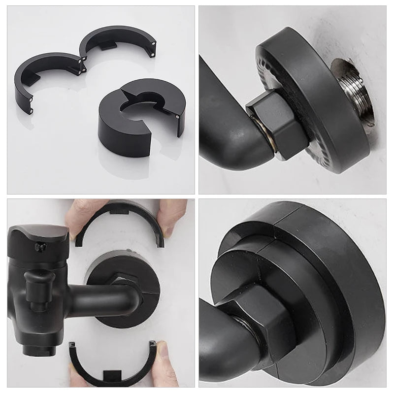 No Disassembly Faucet Decorative Cover Split With Stickers Reusable Bathroom Wall Pipeline Hole Fixed Accessories Easy Installat