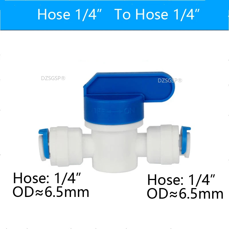 RO Water Straight Plastic Ball Valve 1/4" 3/8" OD Hose Quick Connect 1/4" 3/8" Male 1/2" Female Reveser Osmosis Aquarium Fitting