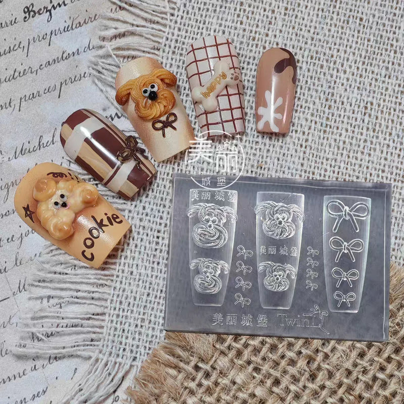 1Pc Cream Skirt Lace Heart  3D Acrylic Mold Nail Art Decorations  DIY Design Silicone Decorated  Nail Art Templates Nails  Mold