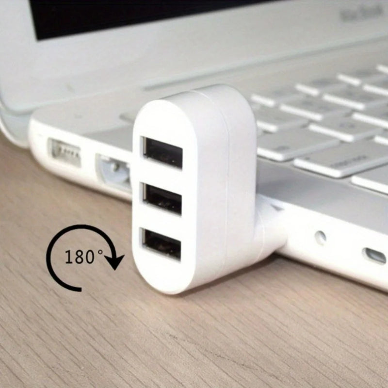 180° Degree Rotation Potable Converter Mini 3 Port 2.0 USB Hub High Speed Rotate Splitter Adapter For Laptop Notebook