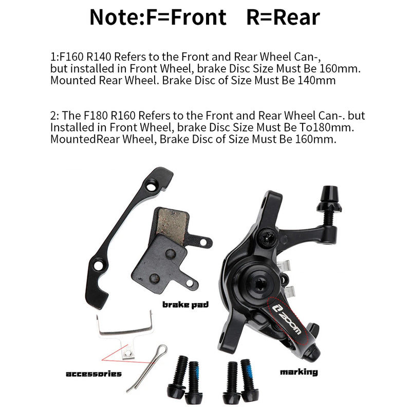 ZOOM DB680 MTB Double Driver Disc Brake IS/PM 160mm Mountain Bike Mechanical Caliper Dual Piston Electric Bilateral Drive Bicycl