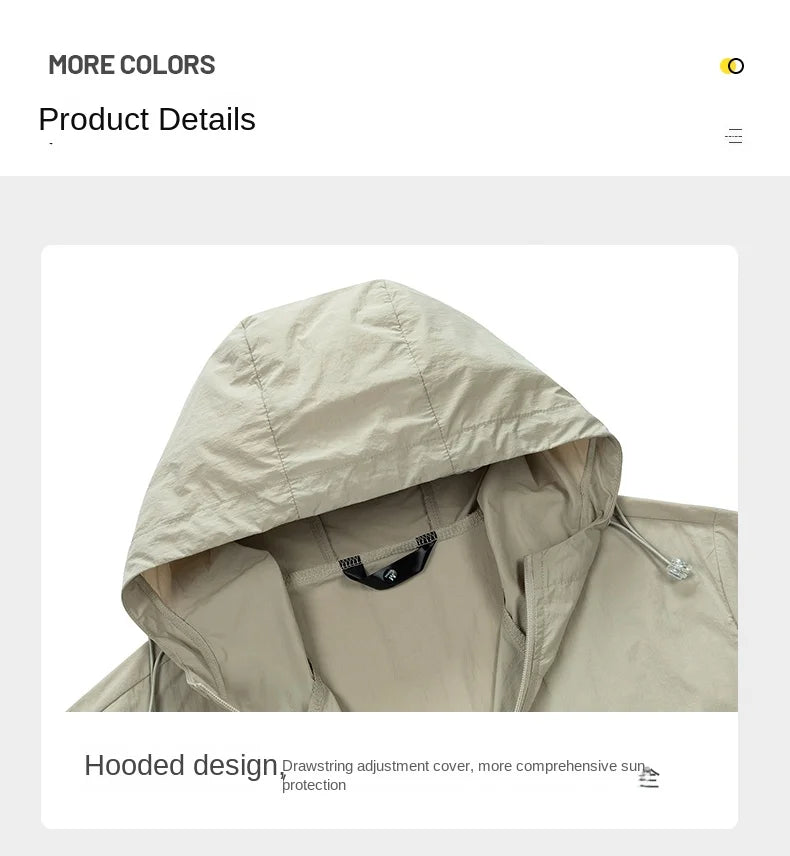 Summer Couple Sunscreen Jacket 2024 New Color Blocking Outdoor Travel UV Resistant Hooded windbreaker Men's Sunscreen Clothing