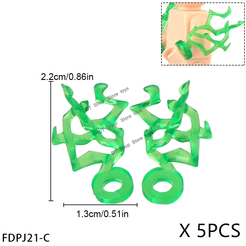 5PCS Cartoon Special Effects Pieces Arm Fist Wind Lightning Leg Flames Weapons Accessories Assemble Scene Bricks Kids for Toys