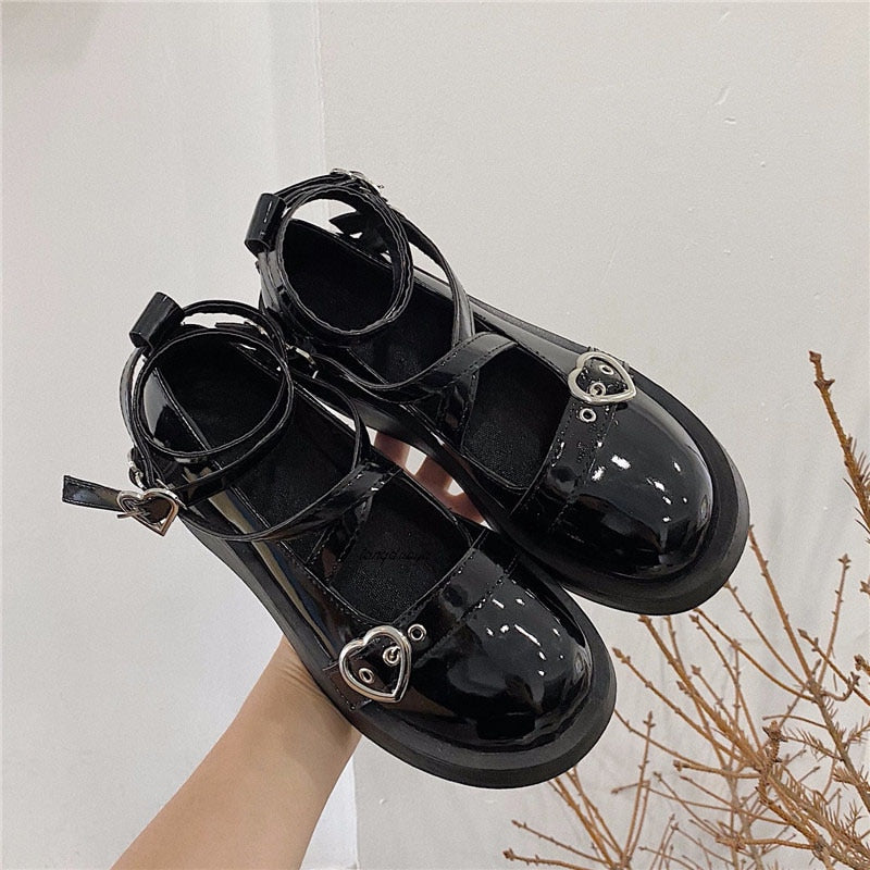 lolita shoes platform emo shoes on heels women loli thick heel cross bandage women shoes kawaii cosplay Mary Janes gothic shoes