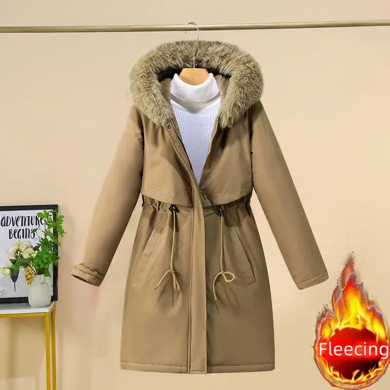 New In Coats & Jackets Women's Winter Padded Jacket Loose Casual Outerwears Fleece Hodded Windbreaker Elegant Office Lady's Coat