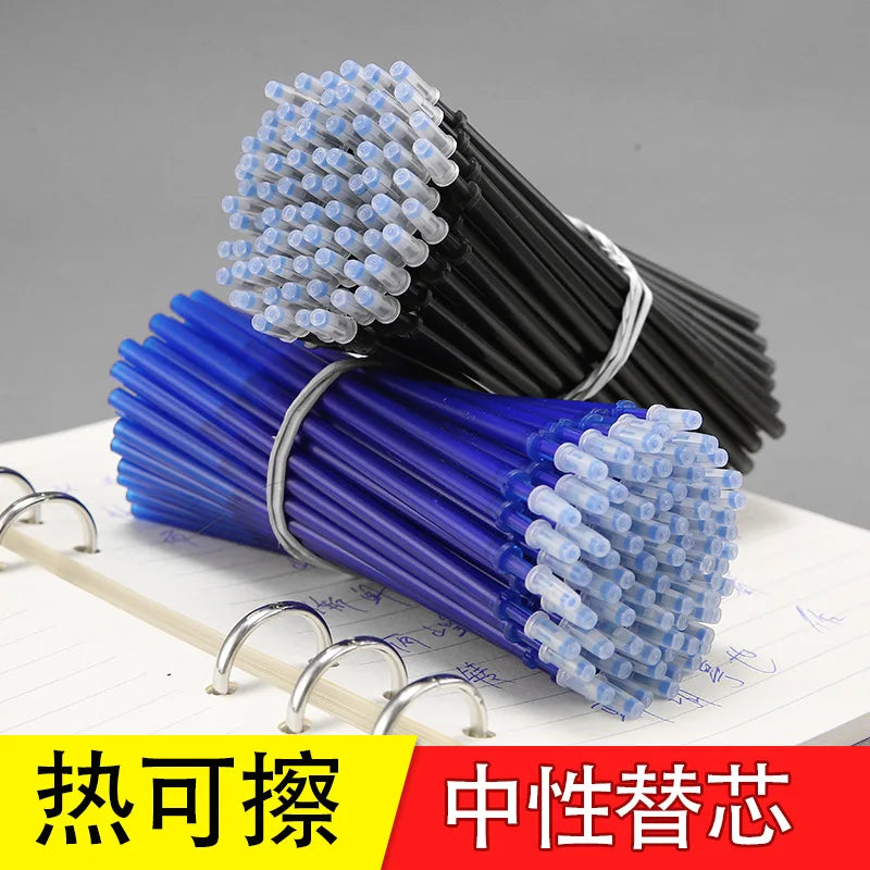 100/80/50/20PC Needle Tube Erasable Refill Black Blue Ink Student Clean Washable Rod Neutral 0.5MM Office Signature Pen