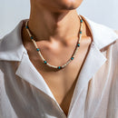 Trendy Small Wood Beads Necklace Men Vintage Short Beaded Chain Choker Necklaces 2023 Fashion Jewelry Collar on Neck Accessories