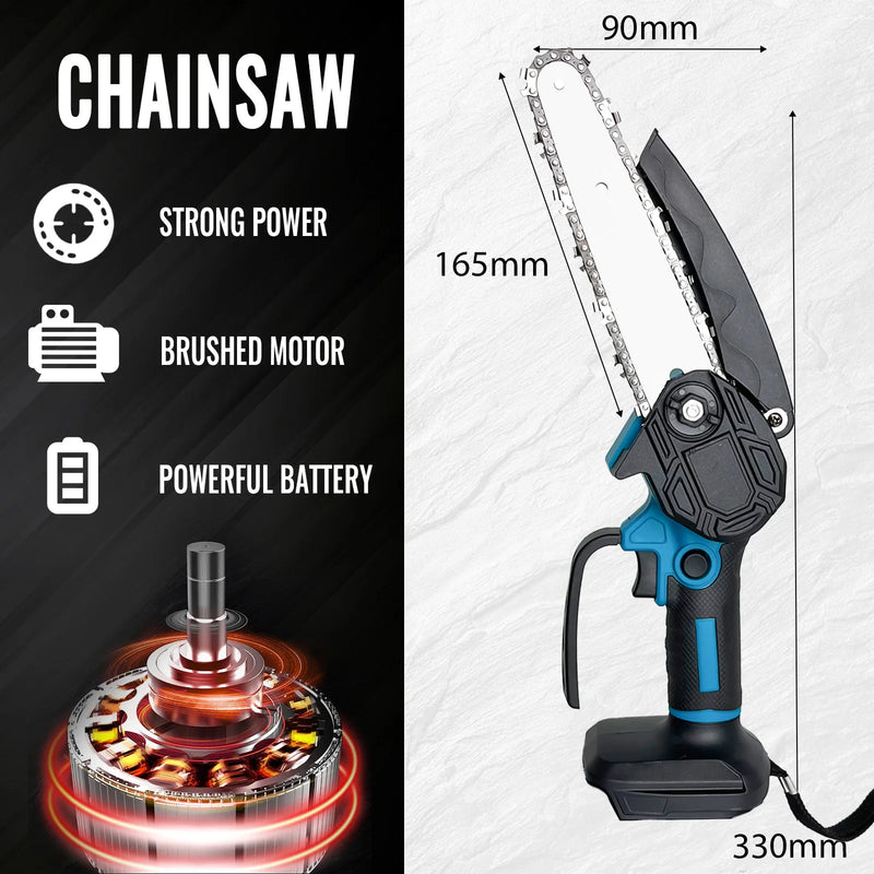Cordless Chainsaw for Makita 18V Battery 6 inch Mini Portable Chainsaw 3000RPM for Tree/Branch/Wood Cutting