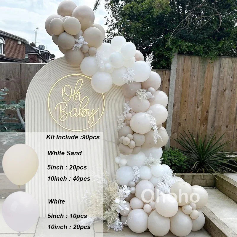 Beige Blue Balloons Garland Arch Kit Kids Boy One 1st Birthday Balloon Set Baby Shower Decoration Baptism Party Wedding