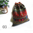 3er-Pack Baumwoll-Geschenkbeutel, mehrfarbig, Tribal Tribe, Kordelzug, Schmuckbeutel, Beutel, Verpackung, Aufbewahrung, chinesischer Ethno-Stil, 9,5 cm x 12 cm