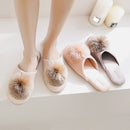 House Elegant Tassel Hairball Women Slippers Comfortable Cloth Chic Ladies Flat Shoes Spring Luxury Champagne Women Slides