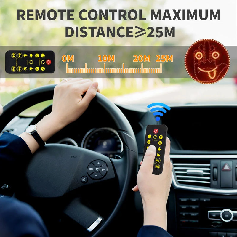 Car LED Funny Facial Expression Light With Remote Control Rear Window Multi-function Warning Reminder Lamp Exterior Accessories