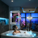 LUVODI Großer beleuchteter Bluetooth-Badezimmerspiegel, rechteckiger Antibeschlag-LED-Badspiegel mit Bluetooth-Lautsprecher, 3 Farben