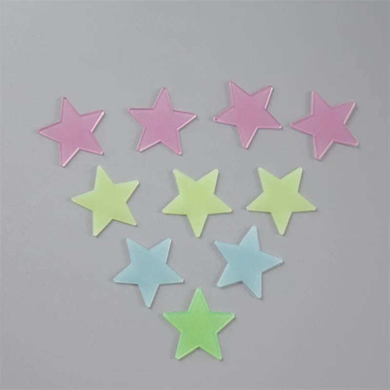 100Pcs Luminous 3D Stars Glow In The Dark Wall Stickers For Kids Baby Rooms Bedroom Ceiling Home Decor Fluorescent Star Stickers