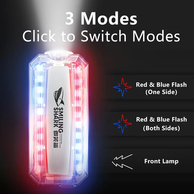 Smiling Shark JD007 Red Blue Strobe Light Police Light Warning Lights Usb Rechargeable Flashlight Shoulder Clip Flashing Outdoor