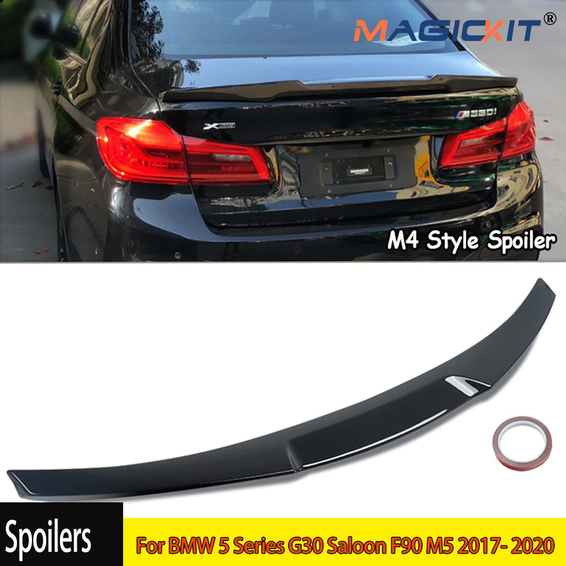 Car Rear Tail Trunk Lip Spoiler For BMW 5 Series G30 F90 M5 2017- 2020 M4 Style Wing Gloss Black