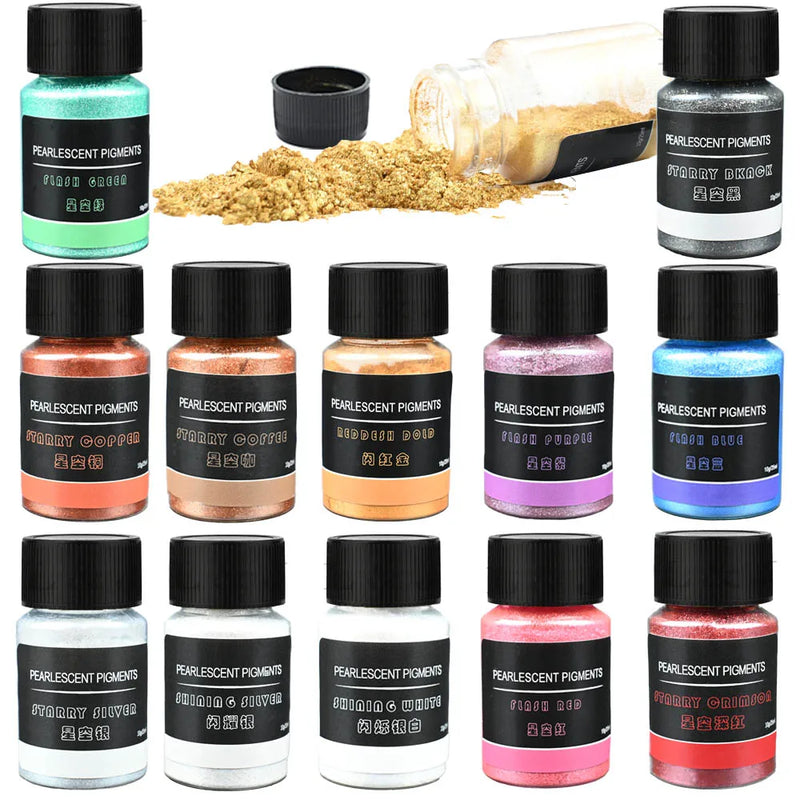 Metallic Pigment Powder Fine Real Mica Powder Glitter Metal Color Dye for Epoxy Resin Slime Soap Candle Paint Nail DIY Craft 10g