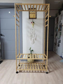 Bamboo Garment Coat Rack Clothes Hanging Rack Organizer with Wheels