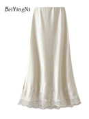 Beiyingni Women's Mermaid Skirt Casual Fashion Maxi Long A-line Skirts Ladies High Waist Retro Spring Summer Faldas Female 2025