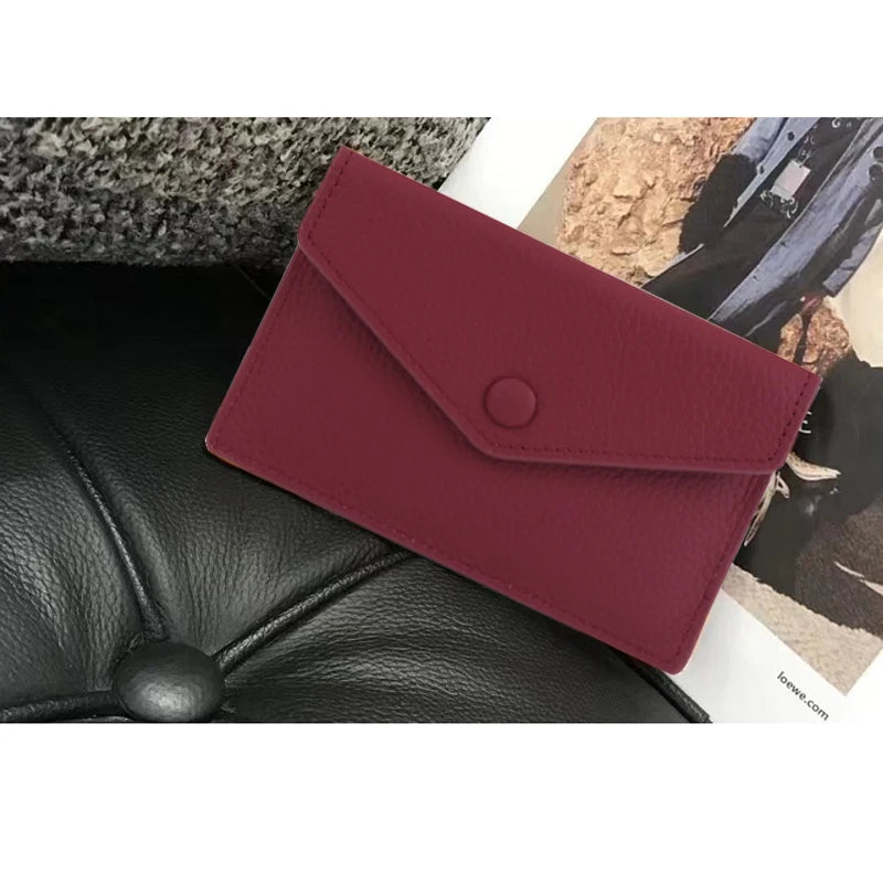Custom Letters Soft Leather High-end Ultra-thin INS Style Mini Envelope Card Holder Wallet Simple ID Wallet Coin Purse
