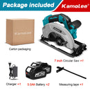 Kamolee 7 inch 21V 6.0Ah 6000mAh Electric Circular Saw  for Home DIY Compatible Makita 18V Battery