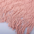Inyahome Knitted Chunky Throw Blankets for Couch and Bed Soft Cozy Knit Blankets with Tassel Farmhouse Warm Woven Blankets Pink