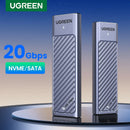UGREEN M.2 NVMe/SATA SSD Enclosure 20Gbps USB-C 3.2 Gen2 External Enclosure Supports M and B&M Keys 2280 SSD Aluminum Shell