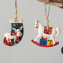 Horse Christmas Socks Elk Tree Decoration Pendants Hanging Ornaments Crafts Gifts Xmas New Year Party Wedding Home Decor