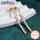 OXTAO 2.5mm Moissanite Dangle Earring Female Jewelry Real 925 Silver Long Chandelier Earrings Wedding Fine Gewelry Gift