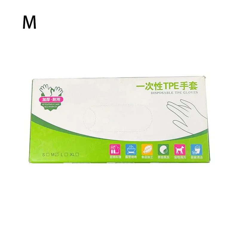 100Pcs Latex Free Gloves TPE Disposable Gloves Transparent Non-Slip Acid Work Safety Food Grade Household Cleaning Gloves