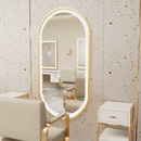 LUVODI Luxury Oval Led Illuminated Bathroom Mirror Gold Aluminum Frame with Demister Pad