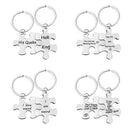 2Pcs/Set Letters Engraved Stainless Steel Keychains Couples Key Ring Puzzle Pendant Jewelry Gift For Valentine's Day