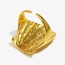 E.B.belle Trendy Style Exaggerated Numb Shell Ring 18K Gold Plated Hypoallergenic Charm Jewelry For Women's Gift