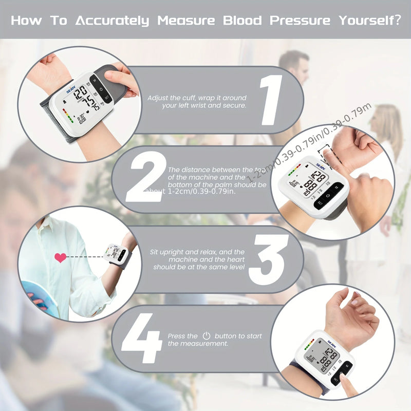 SEJOY Blood Pressure Machine Wrist Blood Pressure Cuff Wrist BP Monitor Wrist Cuff Automatic Monitor with Heartbeat Detection