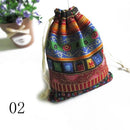 3er-Pack Baumwoll-Geschenkbeutel, mehrfarbig, Tribal Tribe, Kordelzug, Schmuckbeutel, Beutel, Verpackung, Aufbewahrung, chinesischer Ethno-Stil, 9,5 cm x 12 cm
