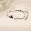 Stainless Steel Flower Four-leaf Clover Women's Bracelet Necklace Earrings Jewelry Gift