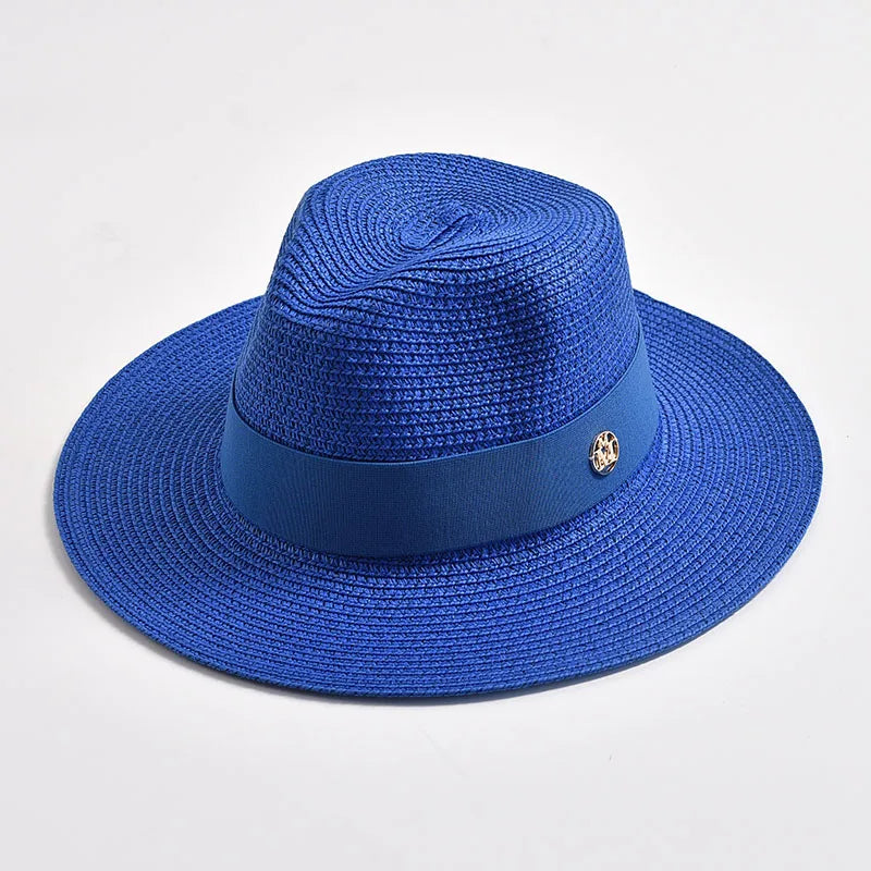 New Summer Straw Hat for Women Panama Soft Shaped Beach Sun Hat Outdoor UV Protection Travel Hat Sombreros De Mujer