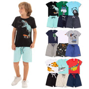 Assorted Kit 8 Pieces Boy's Clothes 4 T-Shirts + 4 Bermuda-Kit with 4 Sets Baby Boy's Clothes Summer