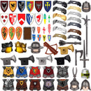 MOC Medieval Accessories Series Building Blocks Military Army Soldier Armour Shield Helmet Sword Crown Weapon Knight Bricks Toys